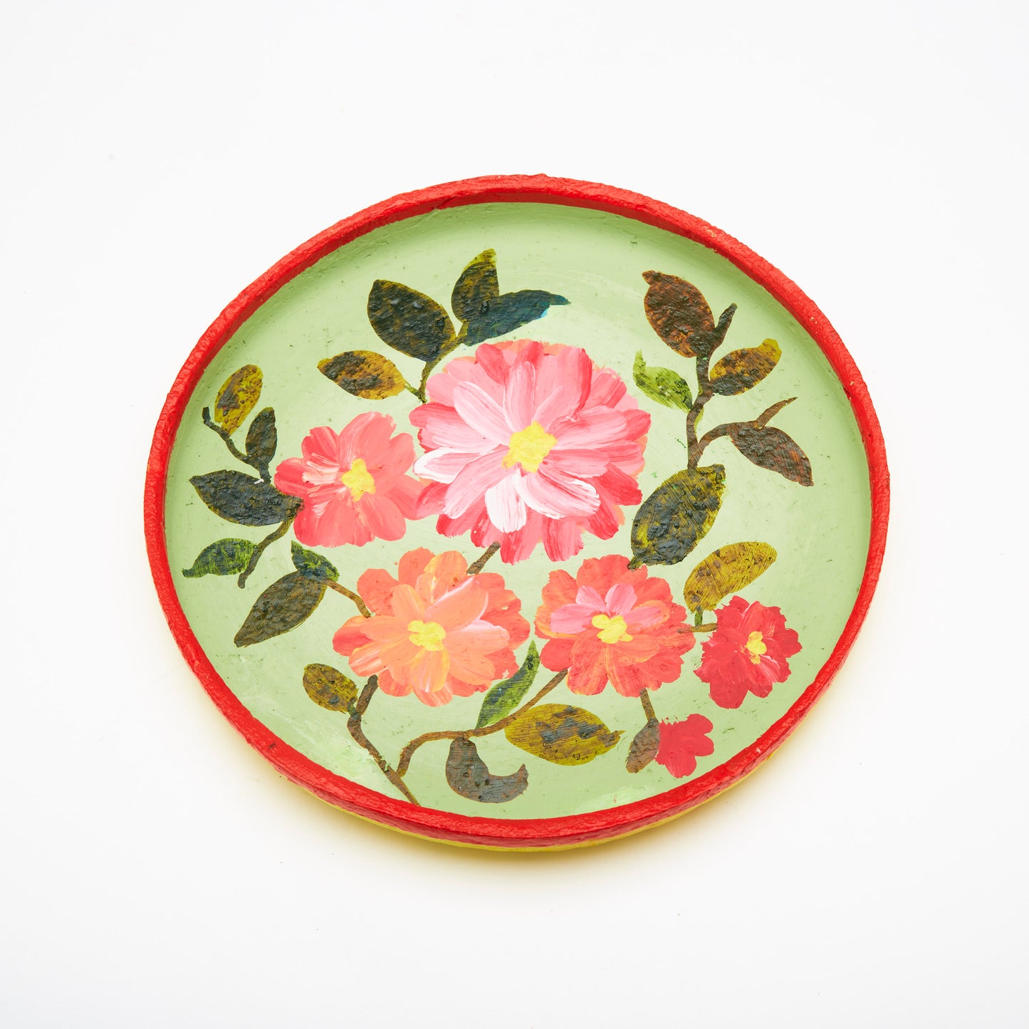 Berry Red & Lime Green with Flower Design - Thali Small