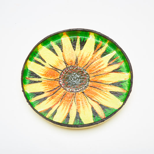 Sunflower Design on a Green - Thali Small