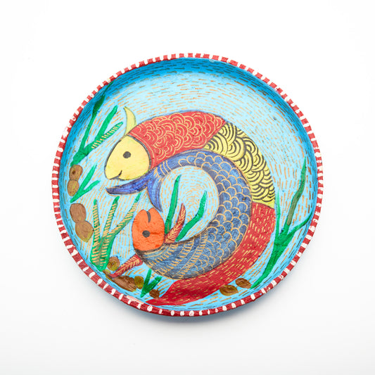 Fish Design on a Sapphire Blue - Small Thali