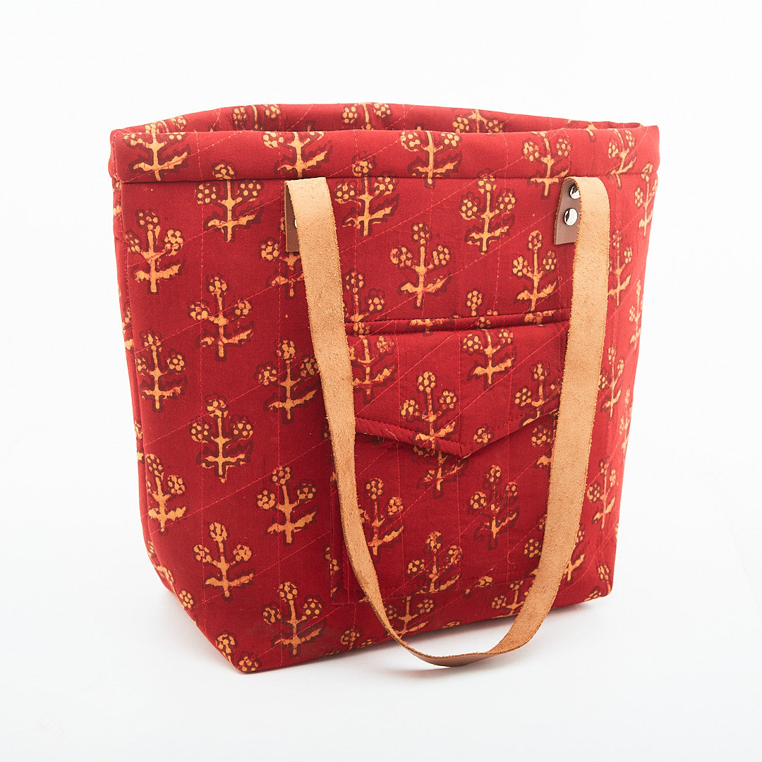 Currant Red Recycled Fabric Tote Bag