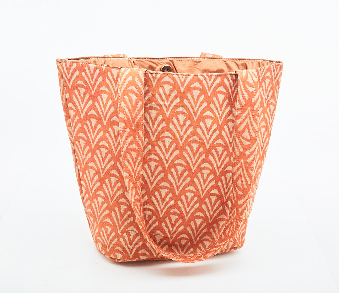 Fire Orange Recycled Fabric Tote Bag Without Zip
