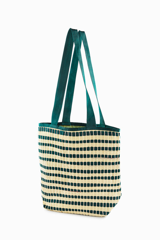 Pine Green & White Colored Recycled Non-Woven Fabric Bag