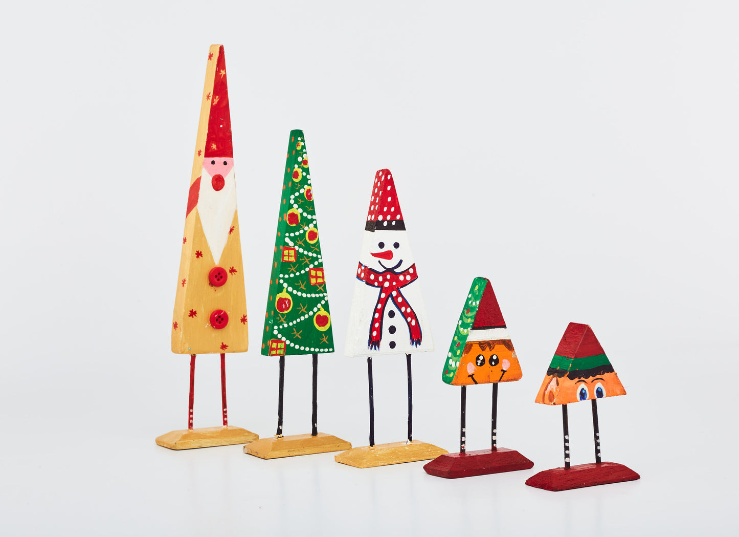 Wooden Santa Set of 5