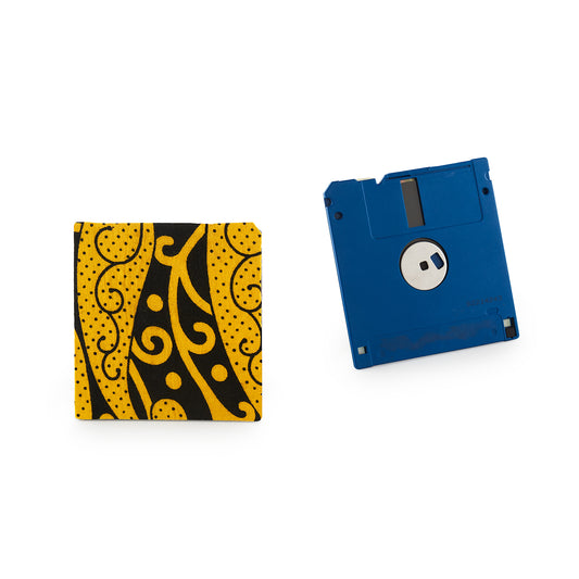 Canary Yellow & Metal Black- Floppy Disk Coaster Set of 2