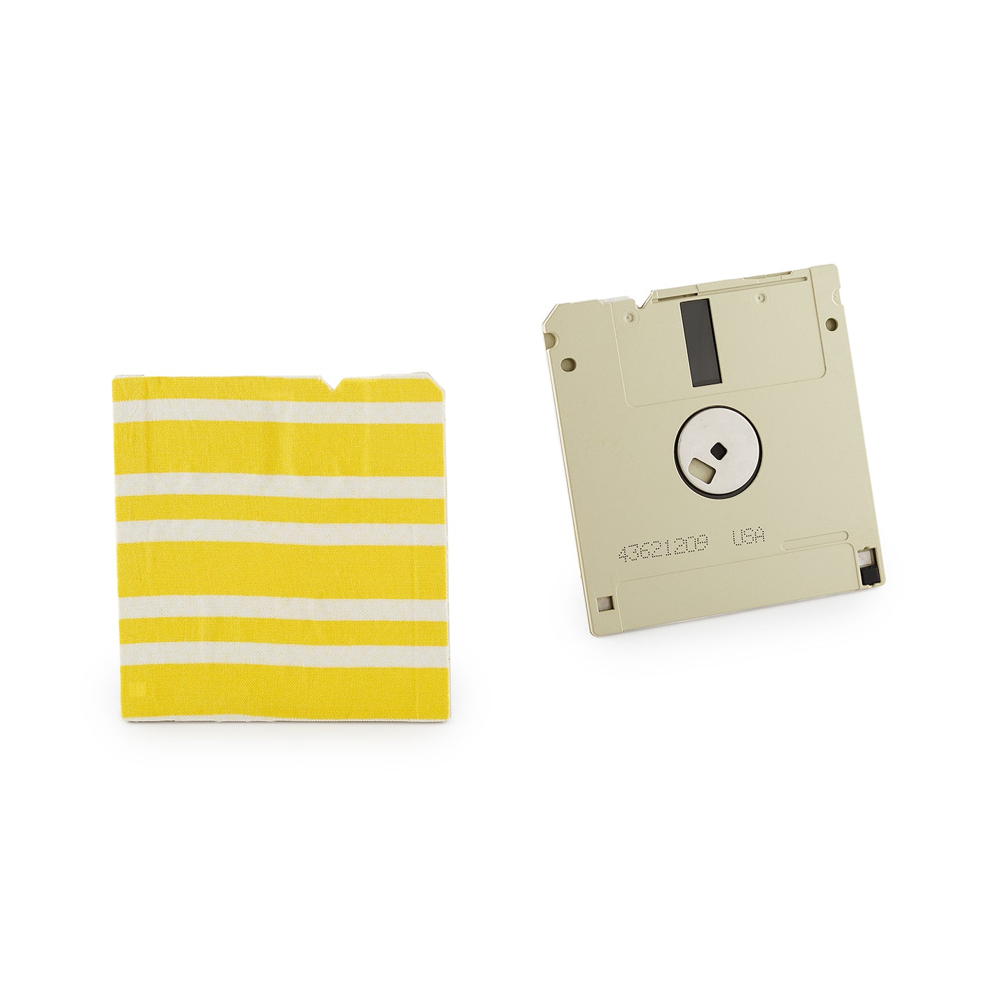 Saffron Yellow & White - Floppy Disk Coaster Set of 2