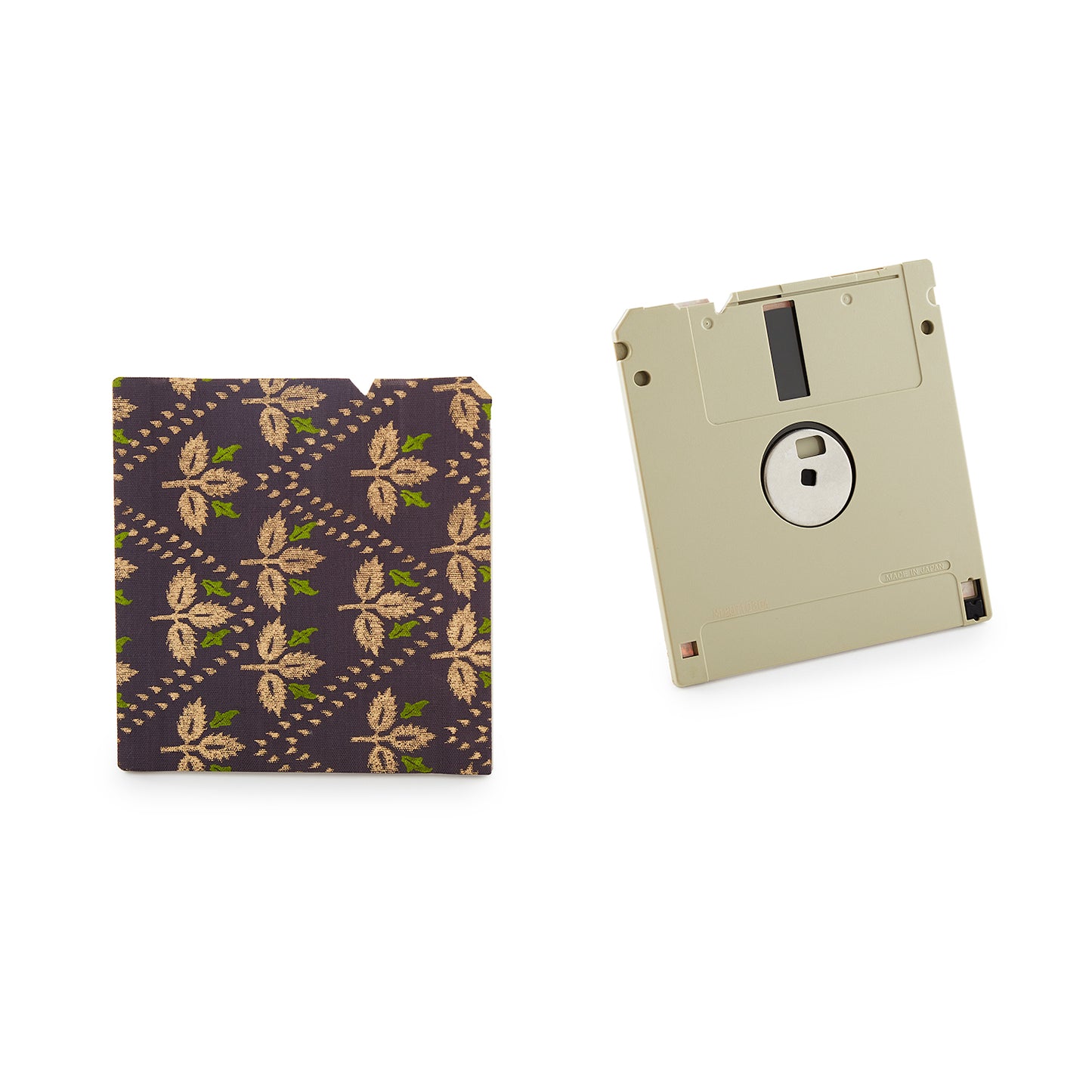 Set of 2 - Designer Fabric of Old Floppy Disks Coasters