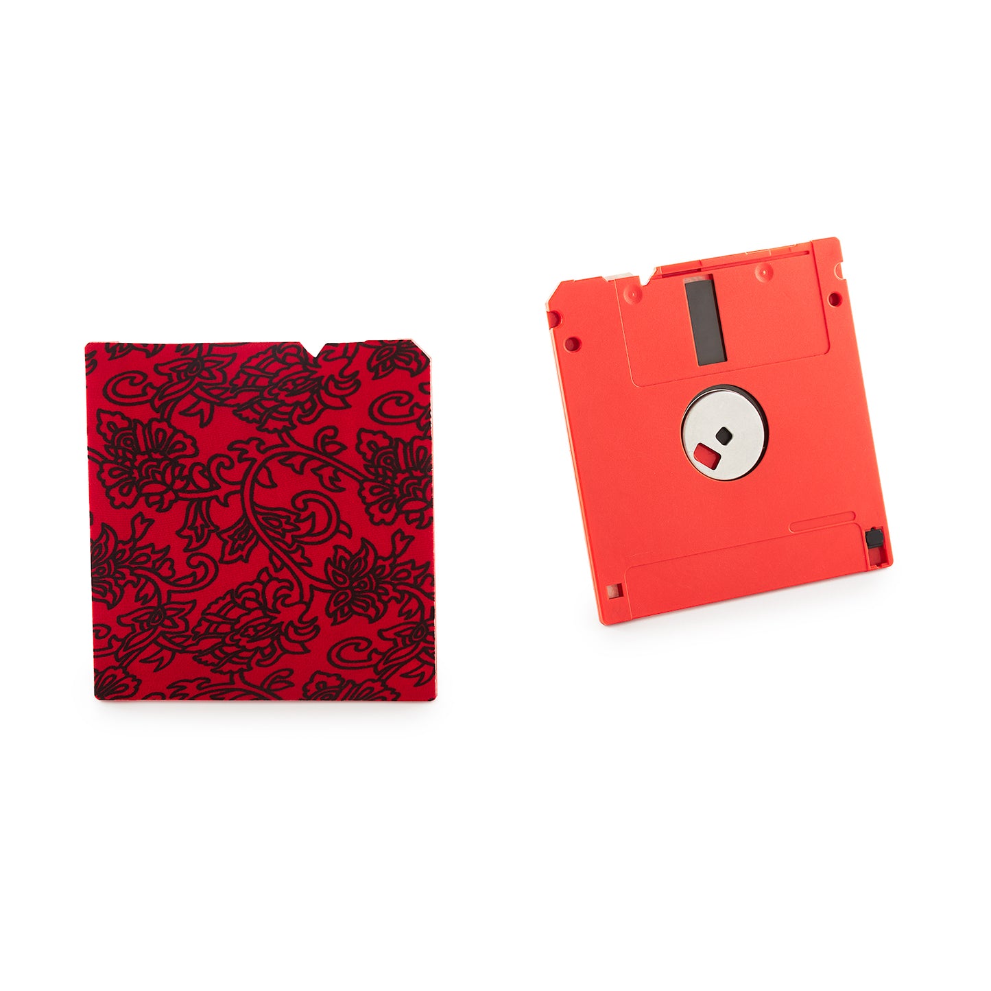 Set of 2 - Designer Fabric of Old Floppy Disks Coasters
