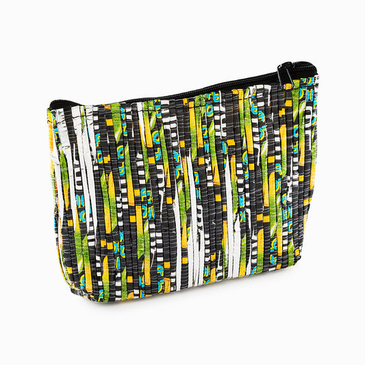 Silver, Black & Green Recycled Plastic Pencil Pouch (MLP Plastic)