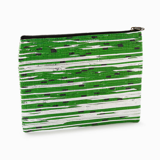 Green, Black & Silver Recycled Plastic Pencil Pouch (MLP Plastic)