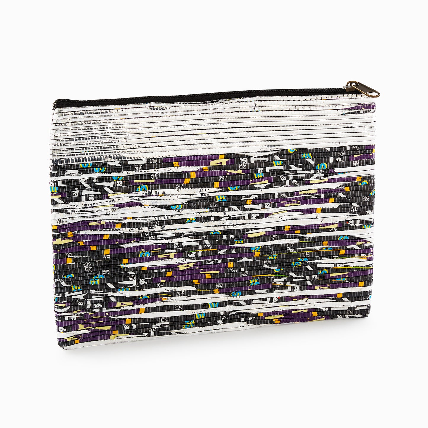 Silver, Black & Purple Recycled Plastic Pencil Pouch (MLP Plastic)