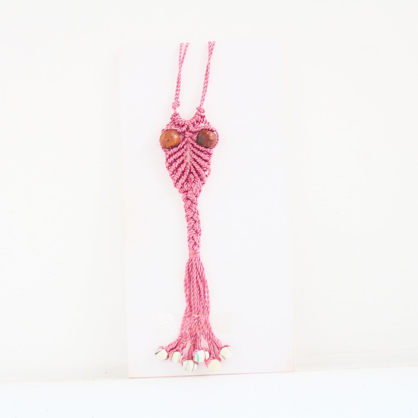 Rouge Pink Crochet Pendant With Pink Fabric Dori - Necklace