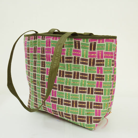 Pink, Green & Brown - Side Bag