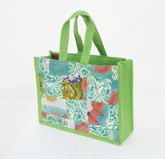 Fabric with Patch Work & Jute - Lunch Bag