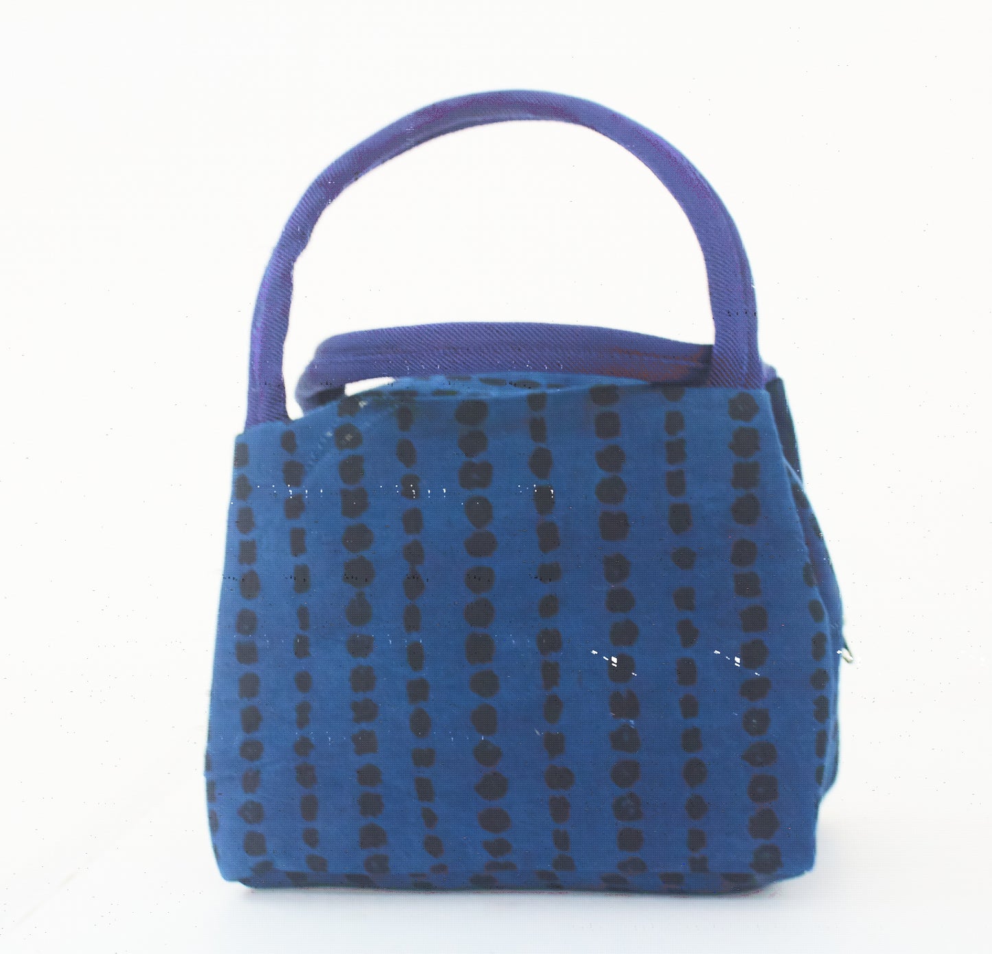 Denim Blue Colored with Dot Design Lunch Bag - Made of Waste Fabric