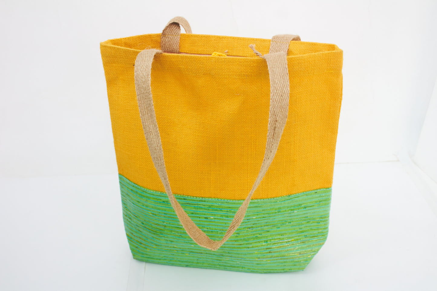 Yellow with Parakeet Green - Jute With MLP