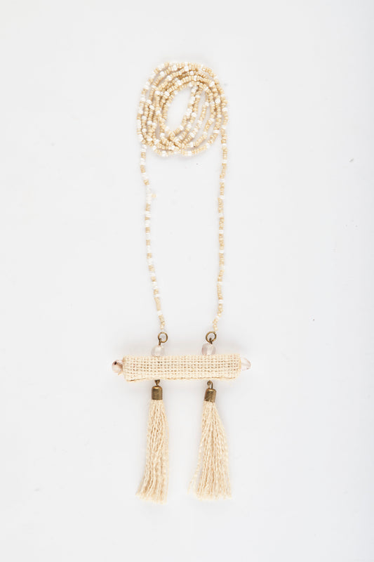 Bisque Brown - Bead and Jute Neckless