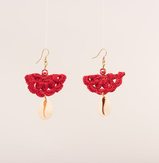 Crimson Red - Crochet Earring