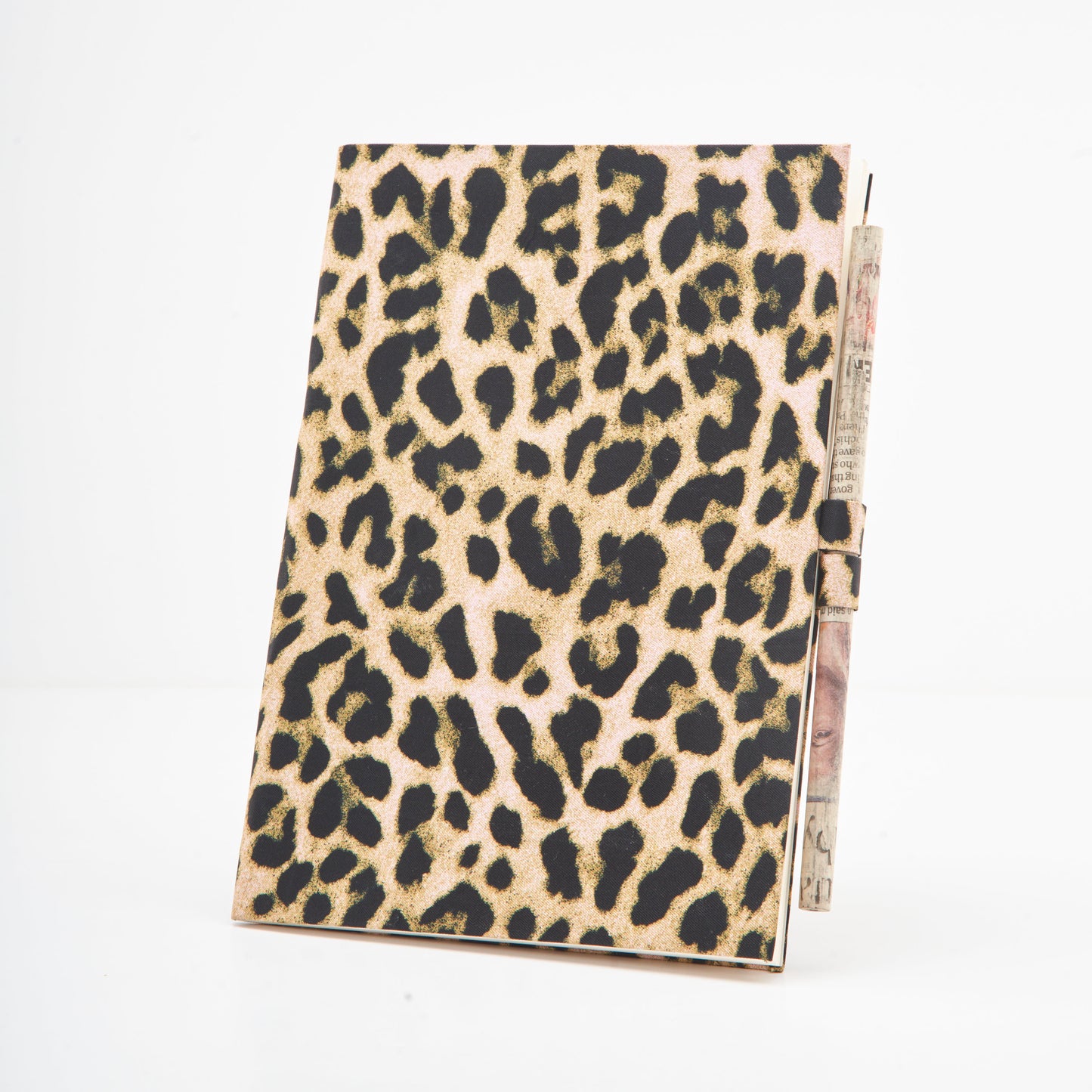 Leopard Print on Diary Cover with Newspaper Pencil