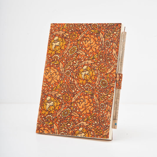 Yellow-Orange Print on Diary Cover with Newspaper Pencil