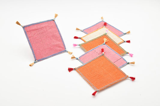 Pink  & Orange - Jute Coaster