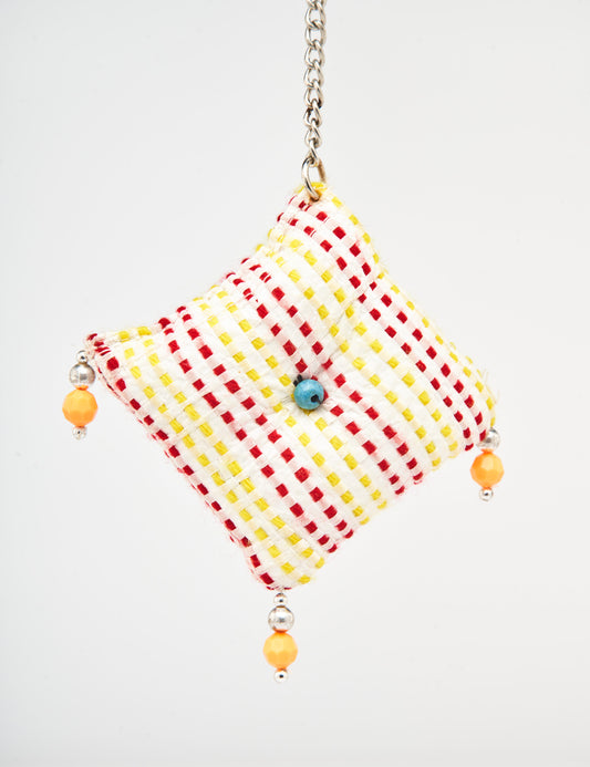 Cushion Cover Key Chain - Rose Red & Yellow Color