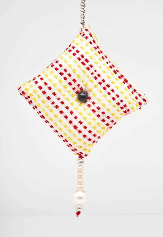 Cushion Cover Key Chain - Blush Red & Yellow Color