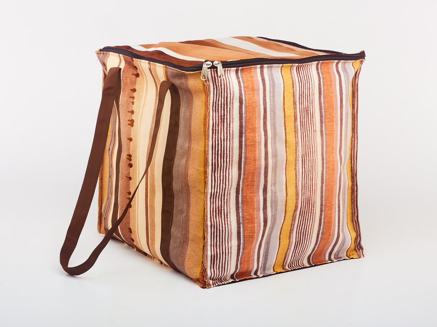 Multi Colored with Brown Handle - Foldable Box Bag