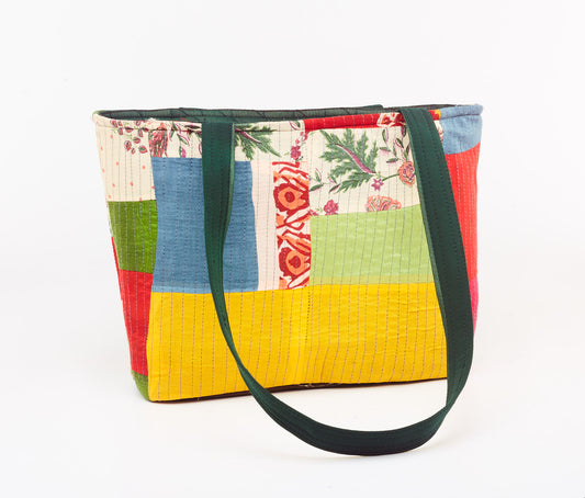 Fabric Patch Work Tote Bag