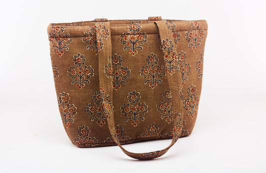 Tortilla Brown - Tote Bag with Flower Pattren