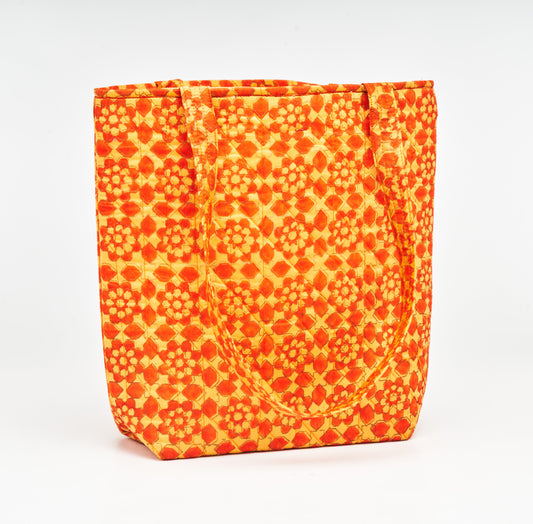 Tiger Orange with Flower Design -Fabric Bag