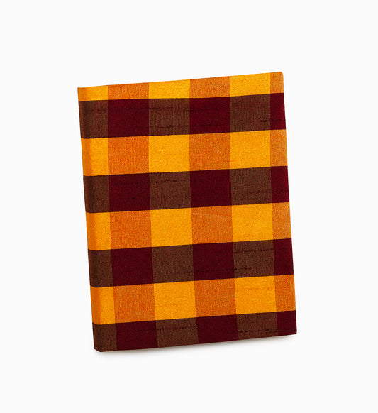 Yellow, Brown, Red Gingham Pattern Diary cloth with Diary -Upcycled Diary!