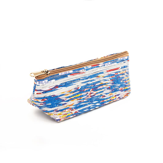 Blue & Silver Recycled Plastic Pencil Pouch (MLP Plastic)