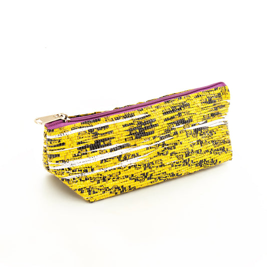 Yellow, Black & Silver Recycled Plastic Pencil Pouch ( MLP Plastic)