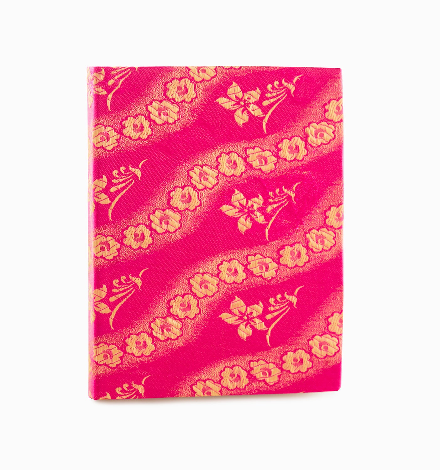 Magenta Pink Colored With Decorative silk design Diary cloth with Diary -Upcycled Diary!