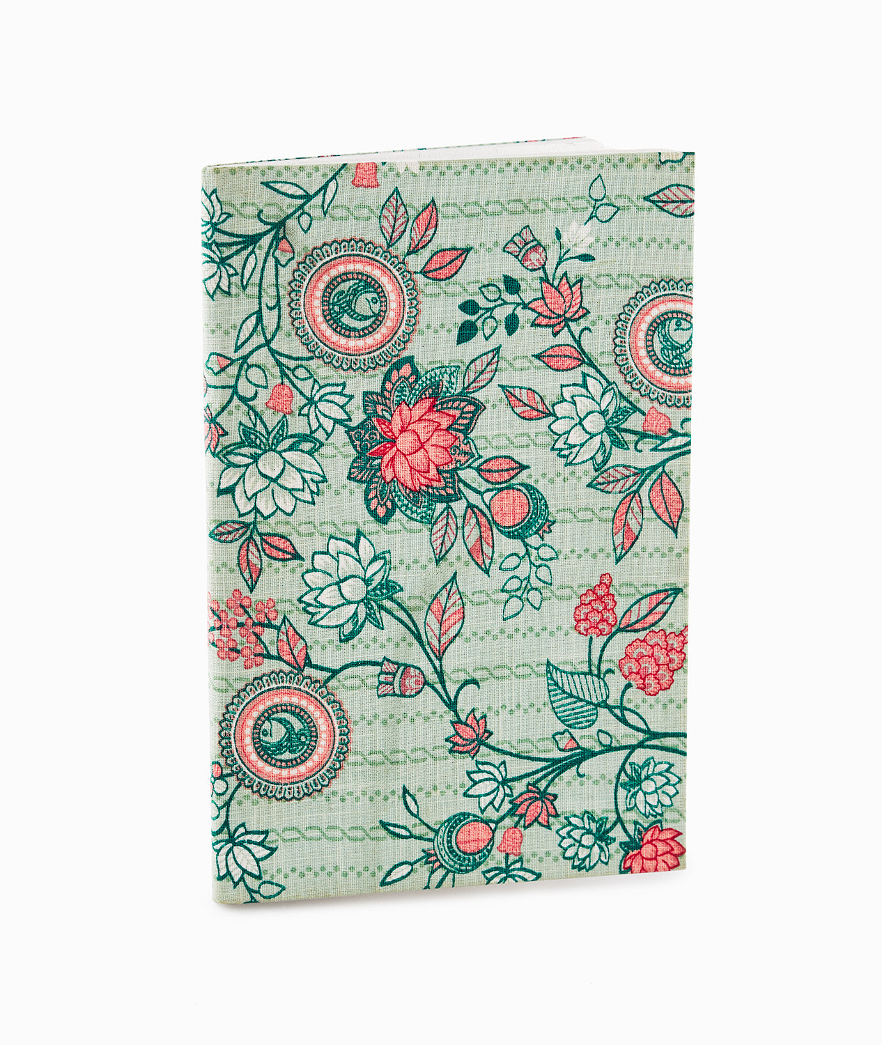 Pistachio Green Color With Flower design Diary cloth with Diary -Upcycled Diary!