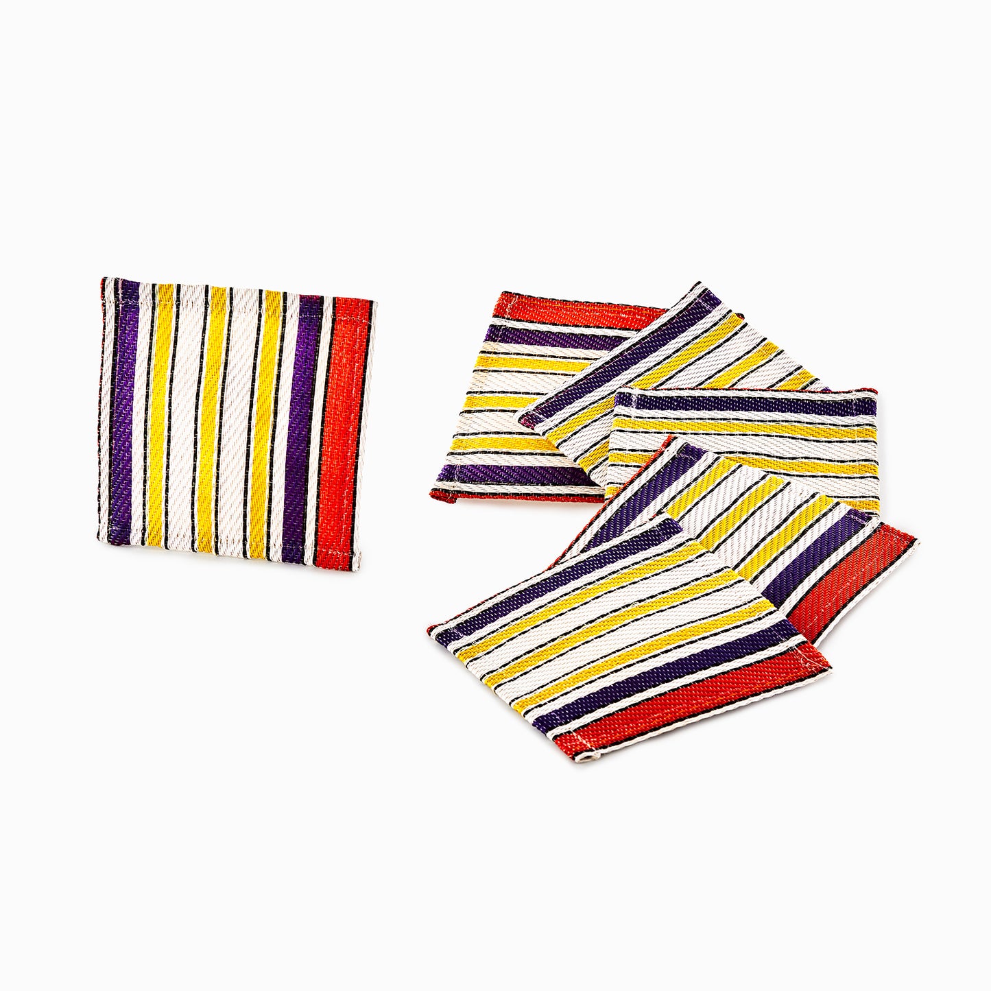 Multi - Colored - Stripe Coaster Set of 5