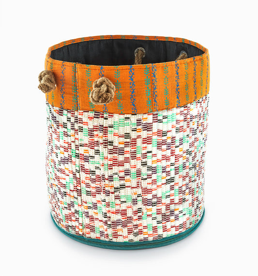 Foldable Recycled Basket Made of Waste Cloth- 16in x 15in - Perfect for Dirty Clothes
